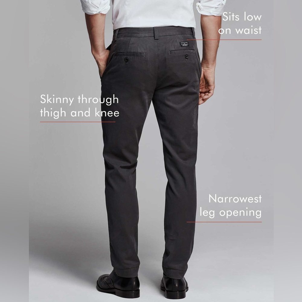 Banana Republic Men's Skinny Fulton Chinos in Black 34x30 - Picture 6 of 9